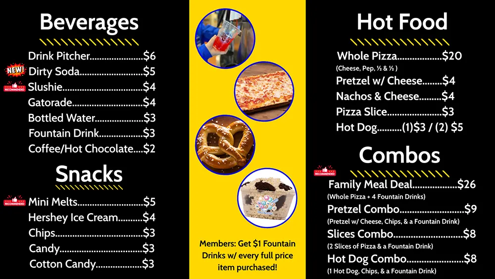 Image of the Taylor Air Café Menu at Airborne Adventure.