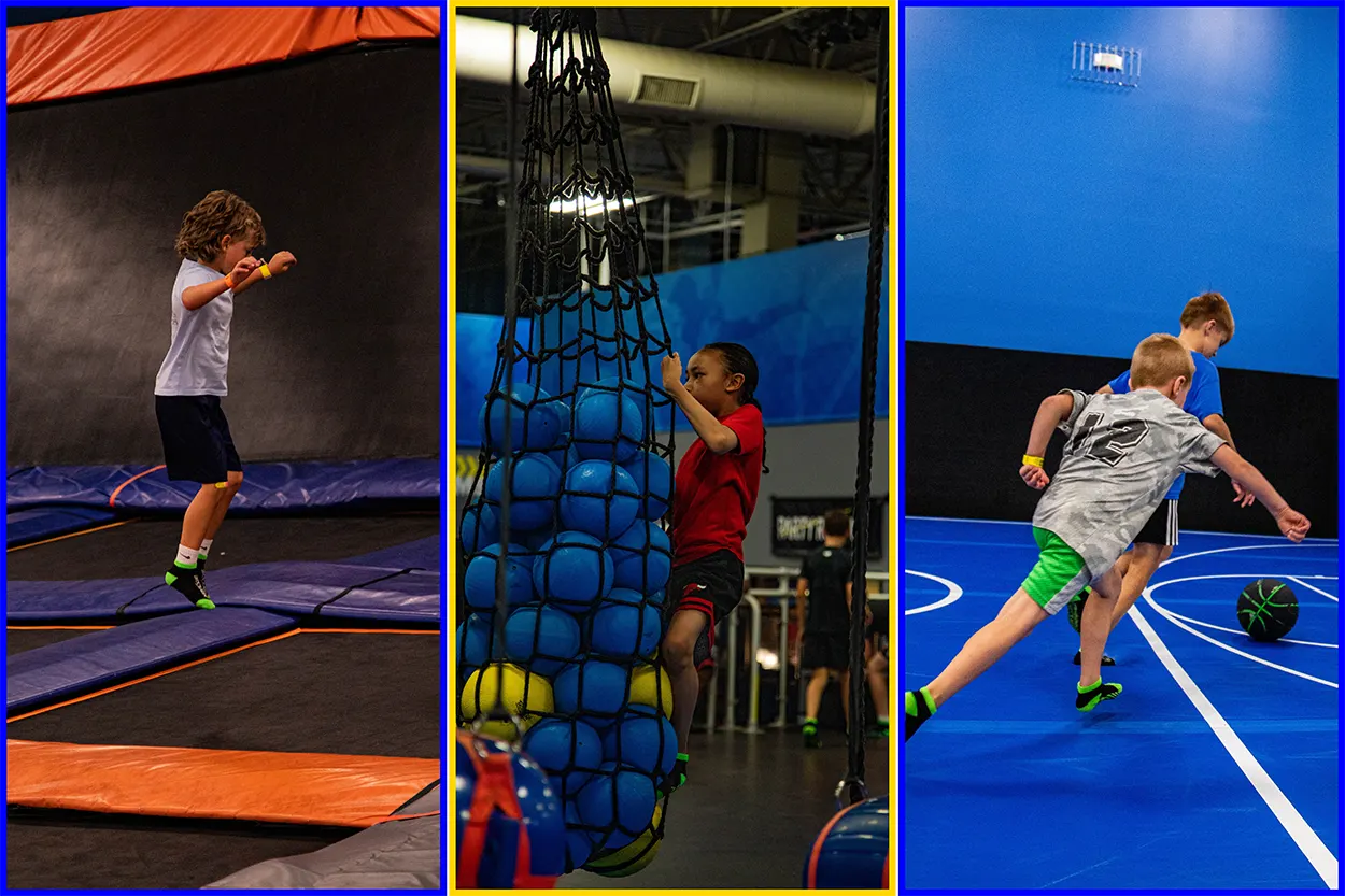 Image of kids playing at Airborne: "Get your Airborne Adventure tickets today!"